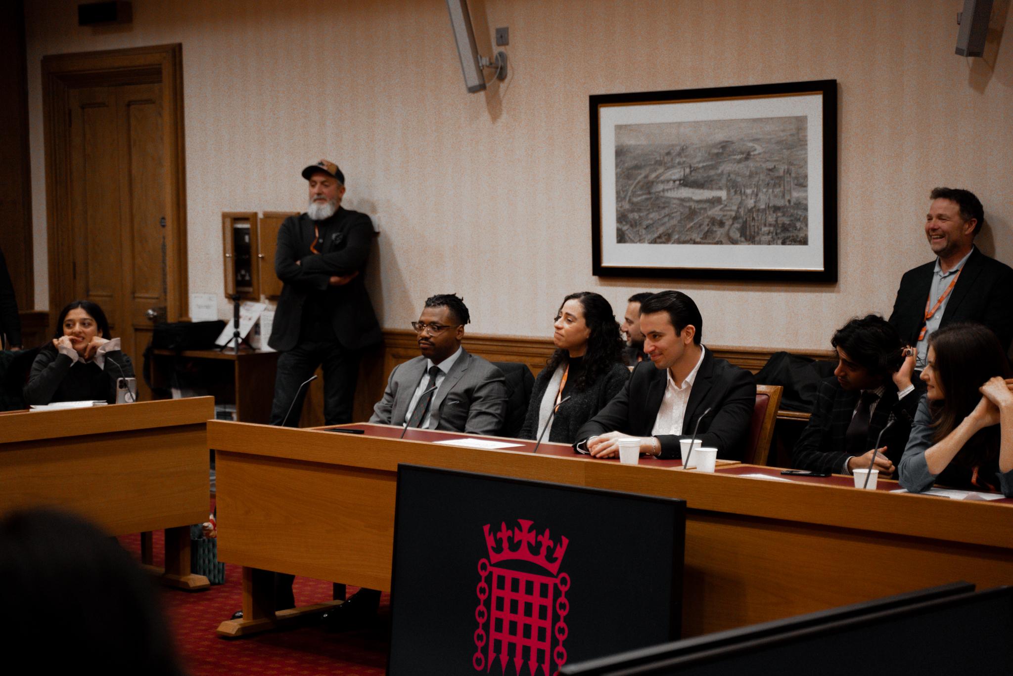 Karim Fawaz on a panel at UK Parliament